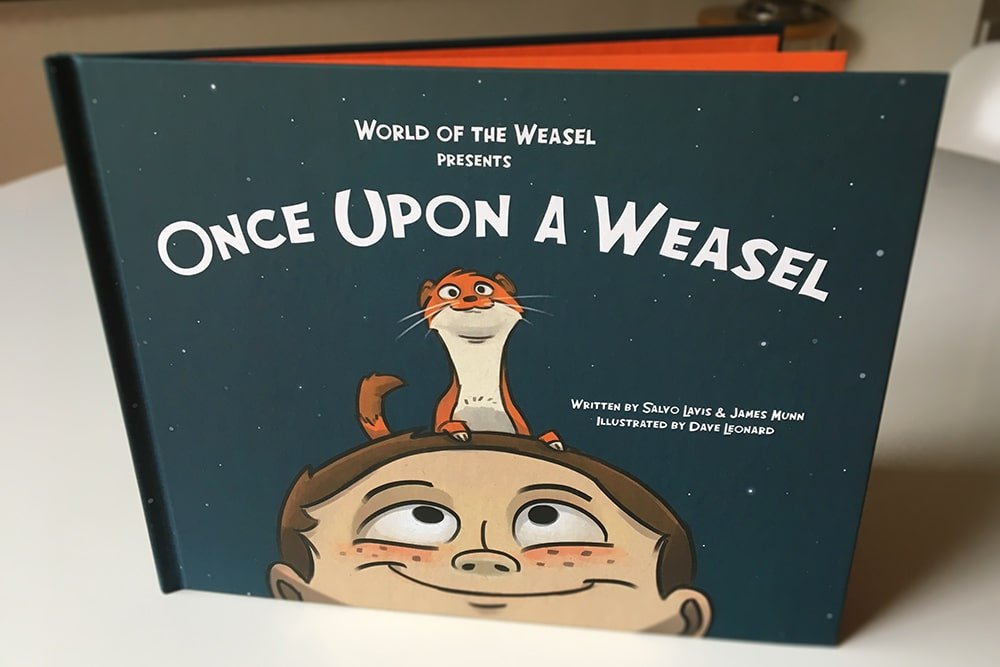 Once Upon a Weasel hardcover book front - standing up